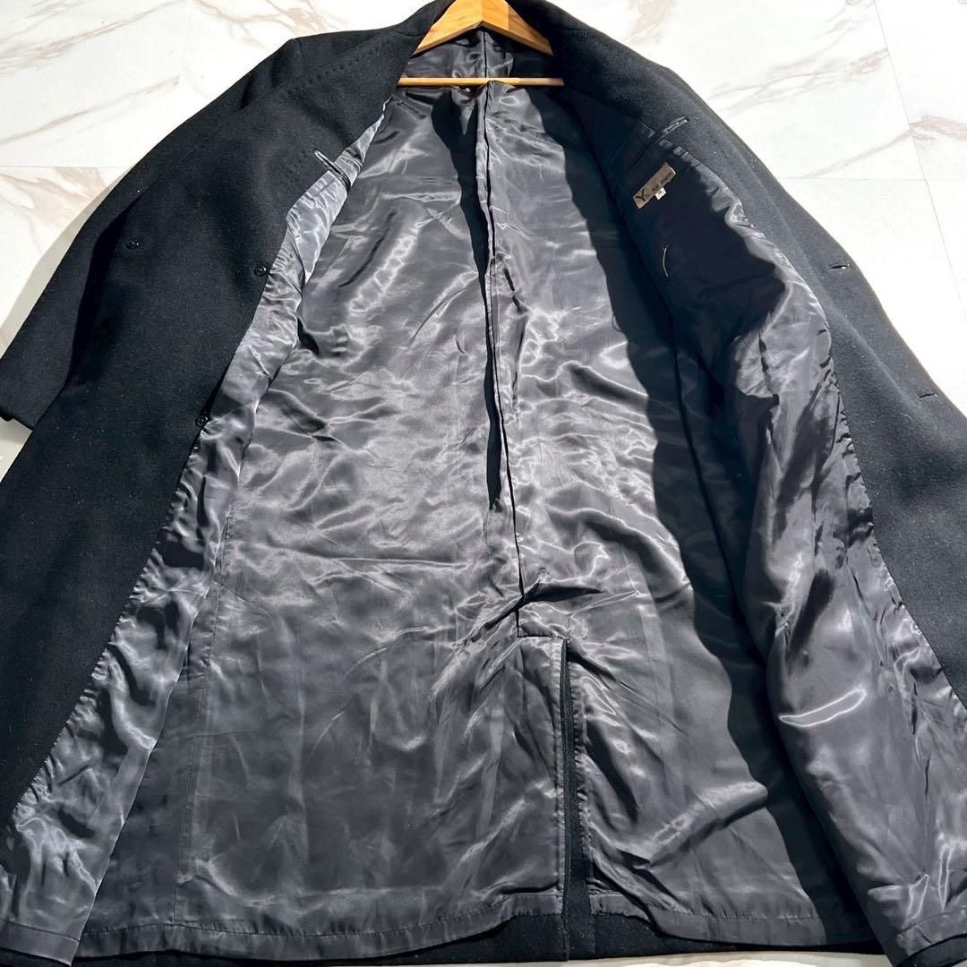 Y s for men ワイズフォーメン Yohji Yamamoto ヨウジヤマモト ダブルブレスト チェスターコート ウール ブラック 黒 XL相当 オーバーサイズ ビッグシルエット ビンテージ ヴィンテージ