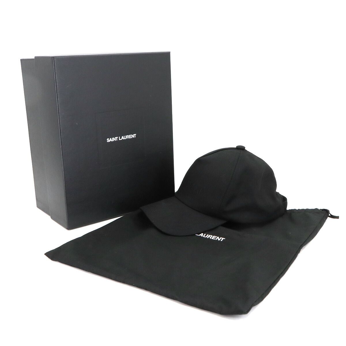 サンローラン SAINT LAURENT キャップ 帽子 コットン ブラック 57 Mサイズ Cap