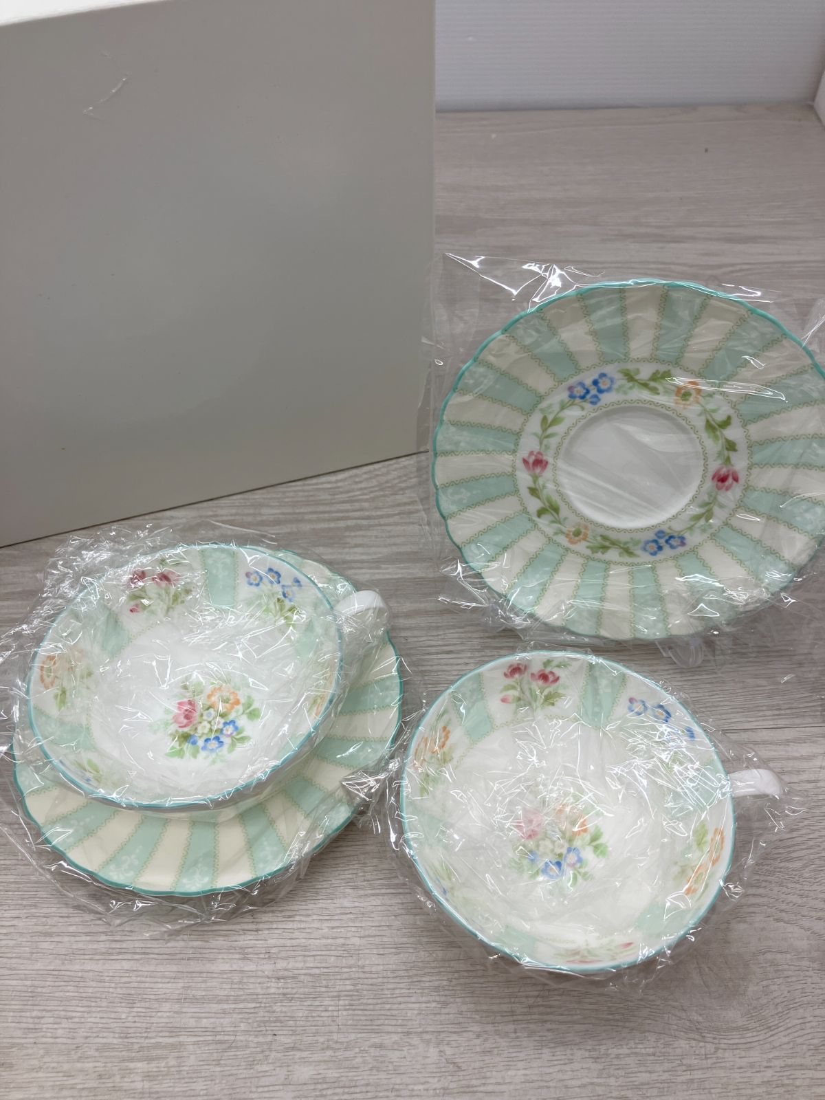 ティー碗皿ペアセット ボーンチャイナ