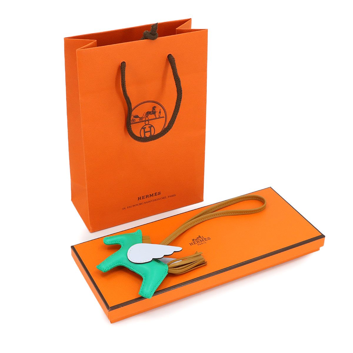 エルメス HERMES ロデオ ペガサス PM バッグ チャーム アニョーミロ ミント セサミ ブルーブリュム Z刻印