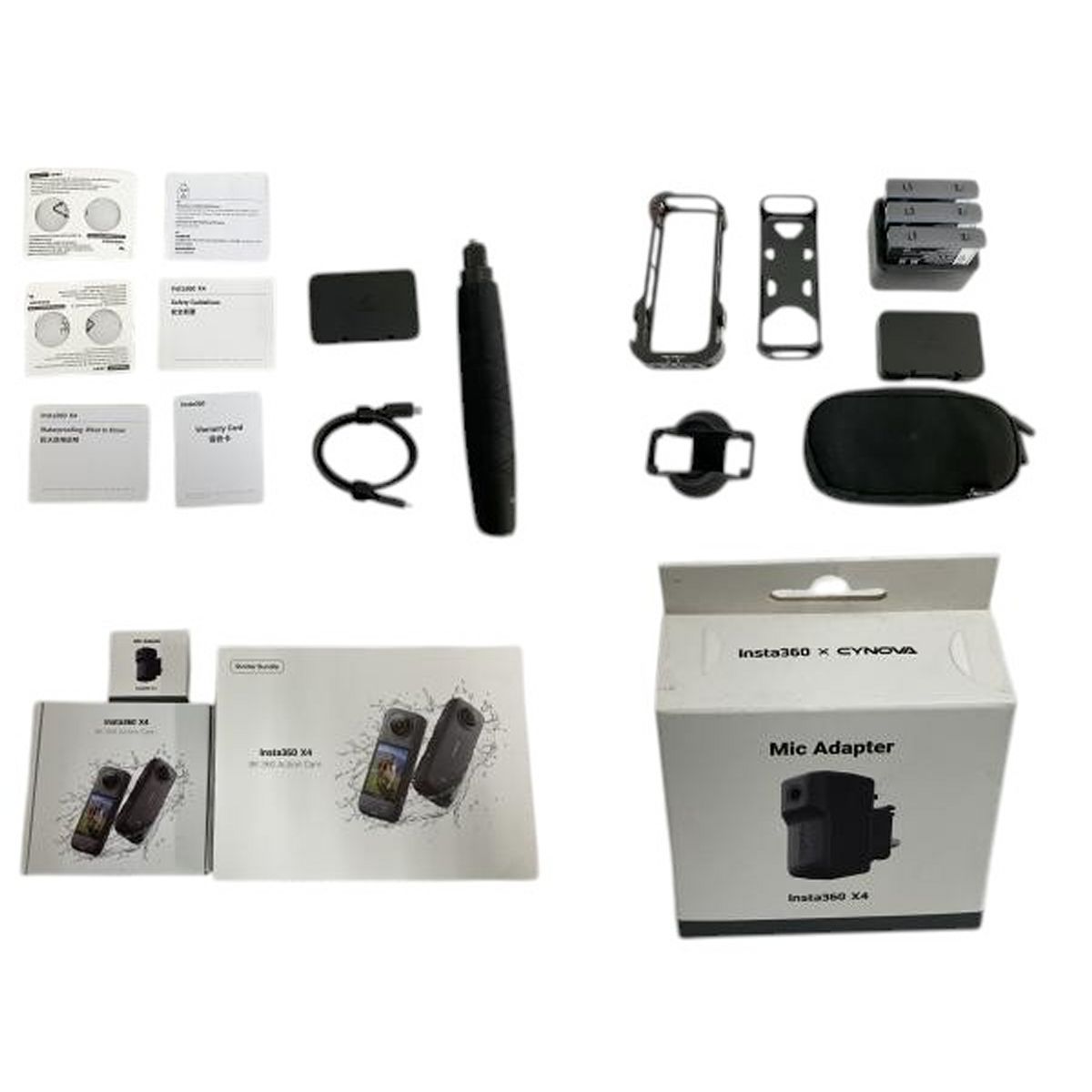 Insta 360 X 4 8 K 360度カメラ バッテリー マイクアダプター スターターキット レンズ交換修理済
