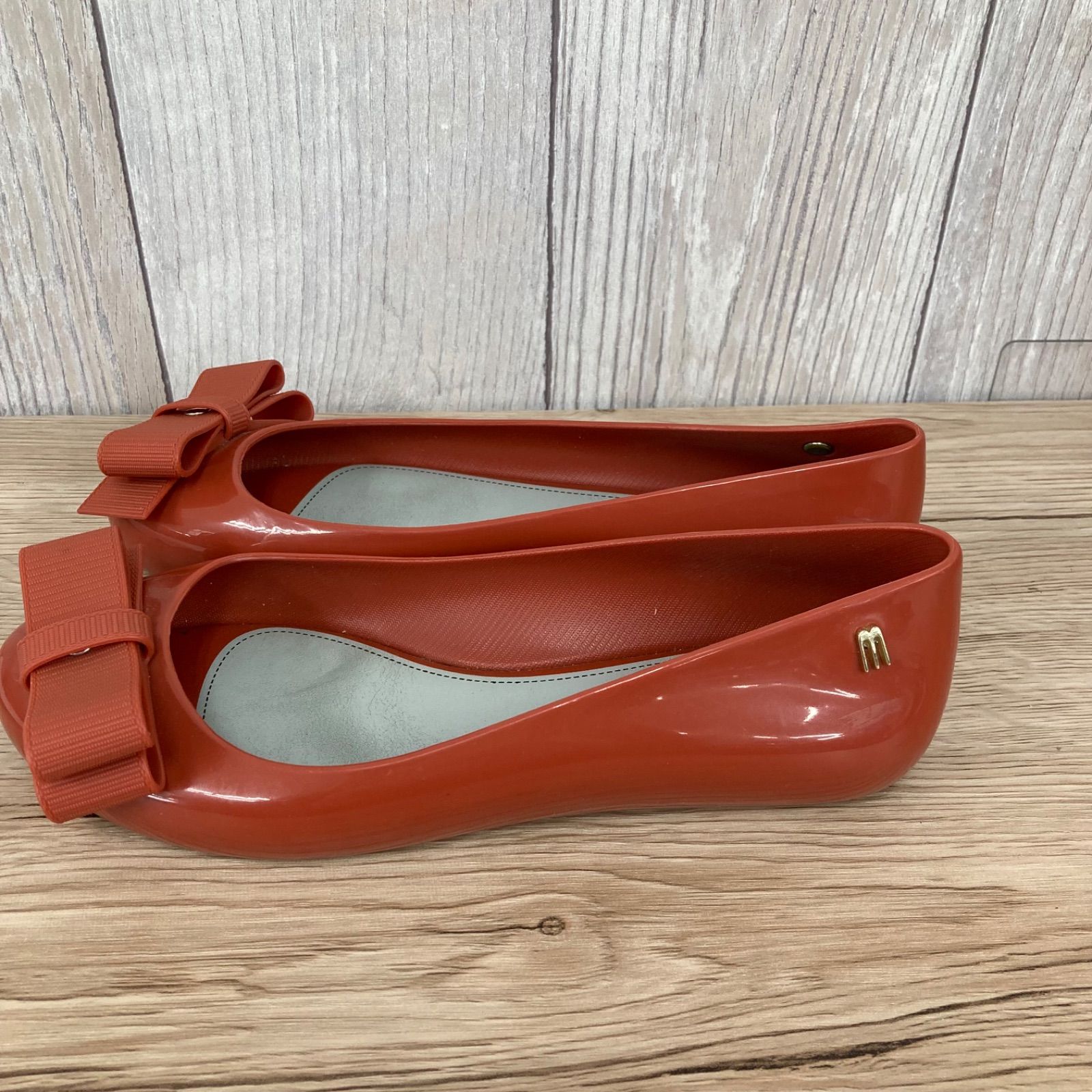 【1度のみ着用】melissa+JASON WU フラットラバーシューズ(赤) Melissa × JASON WU メリッサ ×ジェイソンウー リボンフラットシューズ