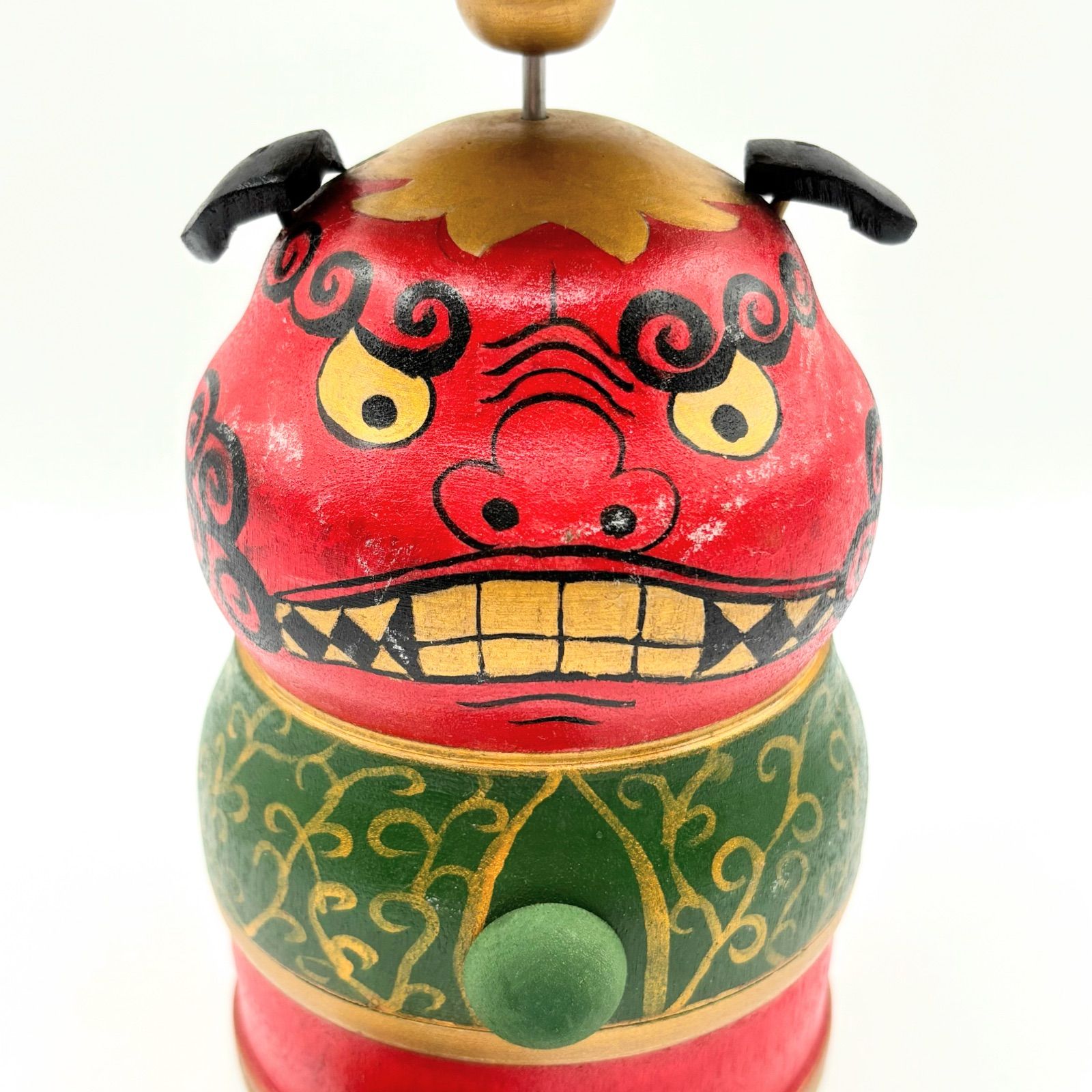 獅子舞 置物 運試し 独楽 伝統工芸 からくり独楽 木製玩具 レトロ アンティーク