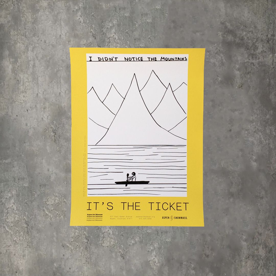 アートポスター デヴィッド・シュリグリー スキーチケットポスター David Shrigley × Aspen Snowmass｜「I DIDN'T NOTICE THE MOUNTAINS