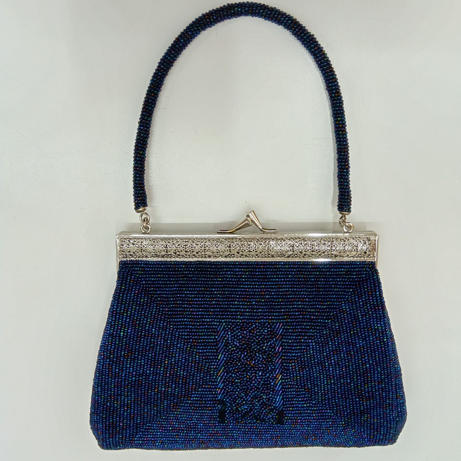 昭和レトロ 希少レア 🔷 同系色 ビーズ刺繍バッグ ／ 豪華 🔴 ビーズ