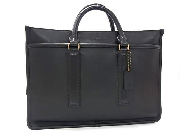 COACH(コーチ) ビジネスバッグ ミニシグネチャー柄 F70937 黒 レザー