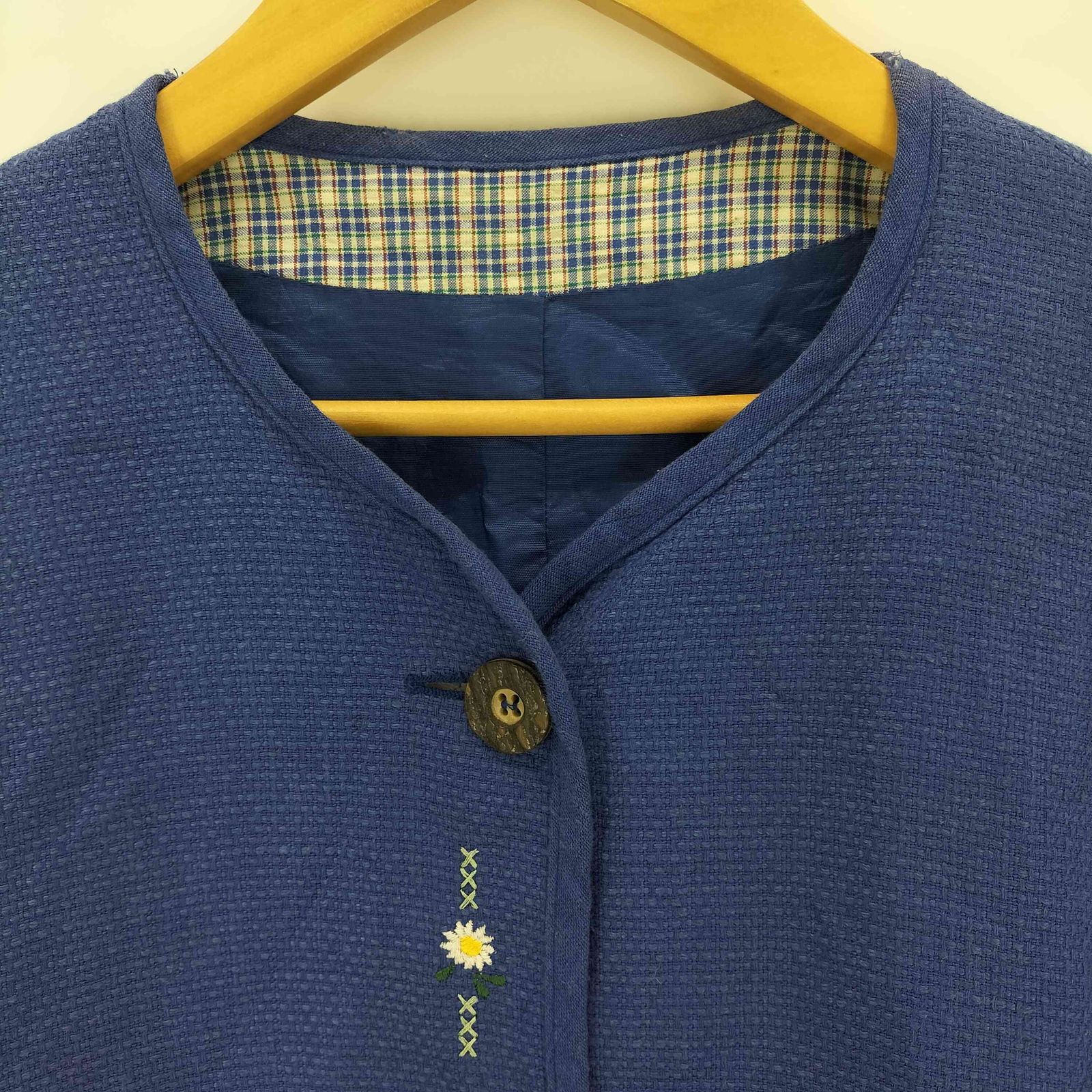 ユーズドフルギ USED古着 フラワー刺繍 リネンチロリアンジャケット