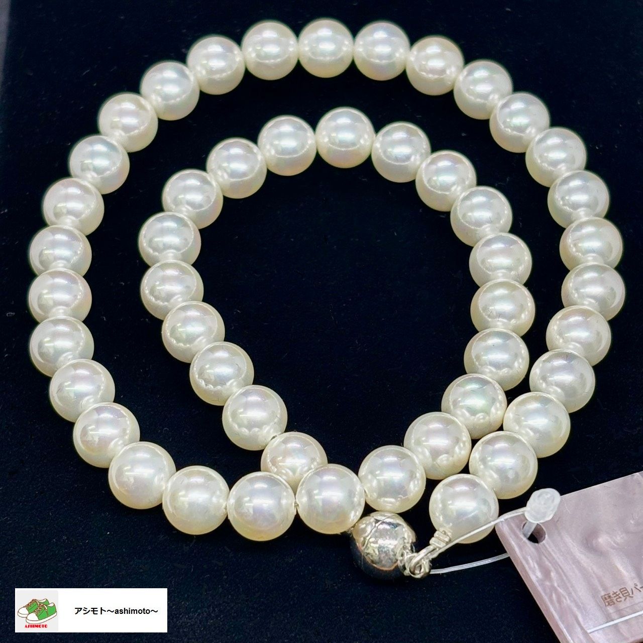 ☆パール 8mm ネックレス 日本製 本物 高品質 磨き貝 42cm 上品