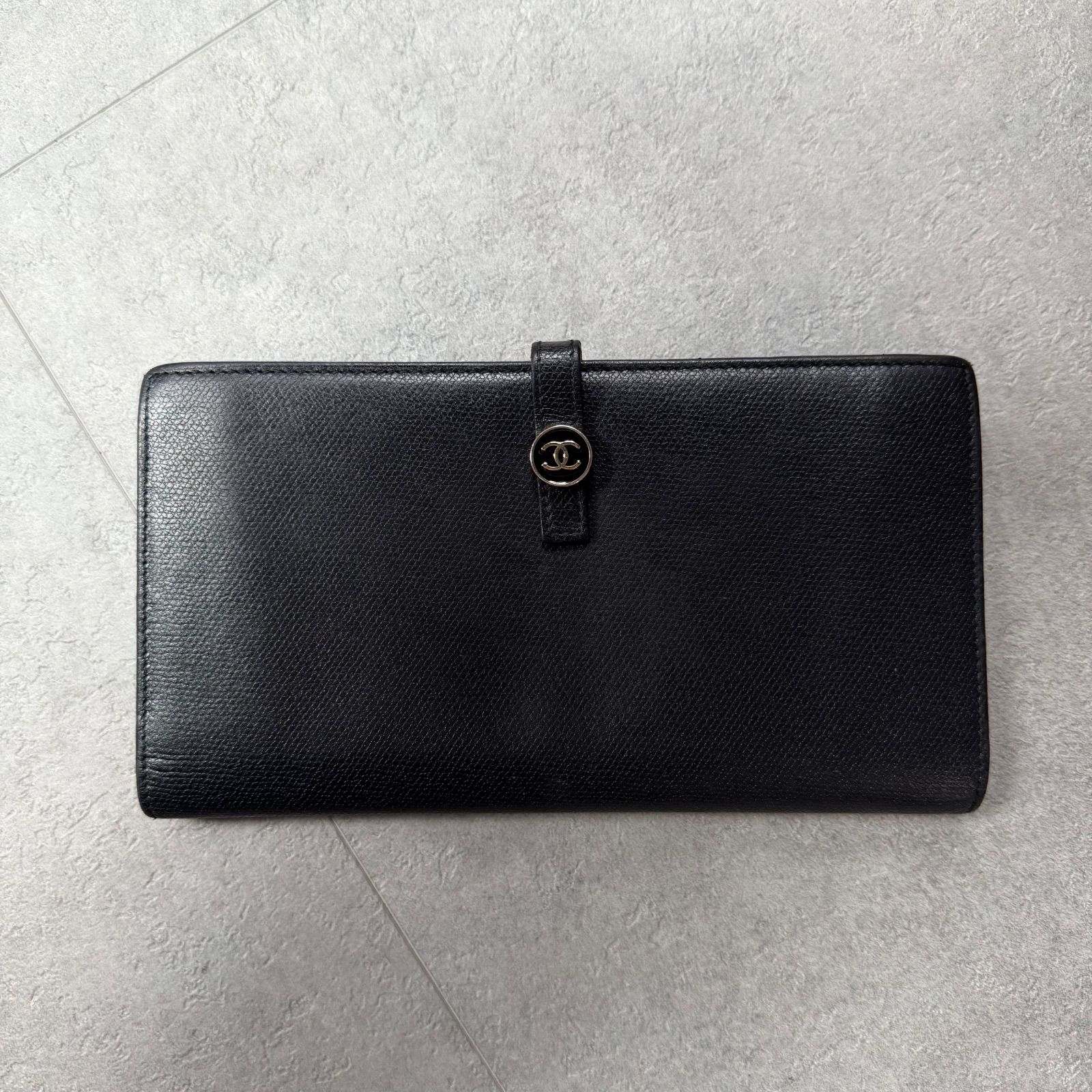 CHANEL シャネル ココボタン 二つ折り長財布 Wホック ブラック
