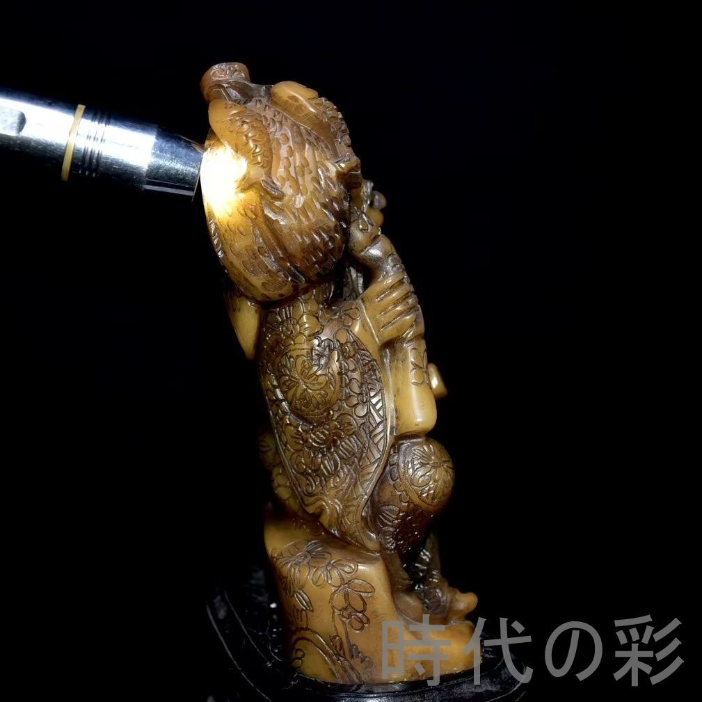 中国古美術 旧蔵 寿山石田黄石 人物置物 篆刻 清代 唐物 骨董 古玩