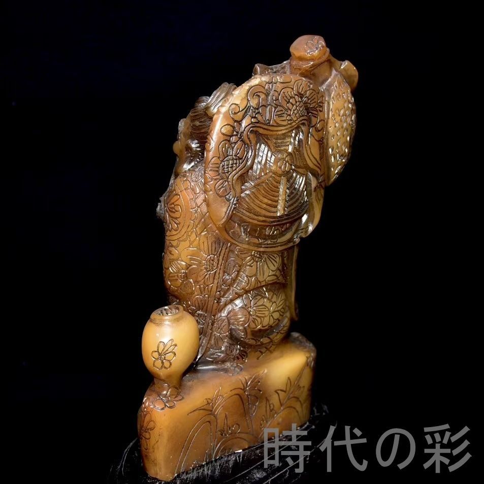 中国古美術 旧蔵 寿山石田黄石 人物置物 篆刻 清代 唐物 骨董 古玩