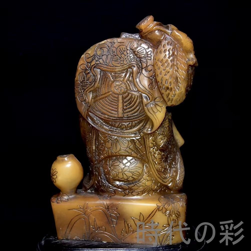 中国古美術 旧蔵 寿山石田黄石 人物置物 篆刻 清代 唐物 骨董 古玩