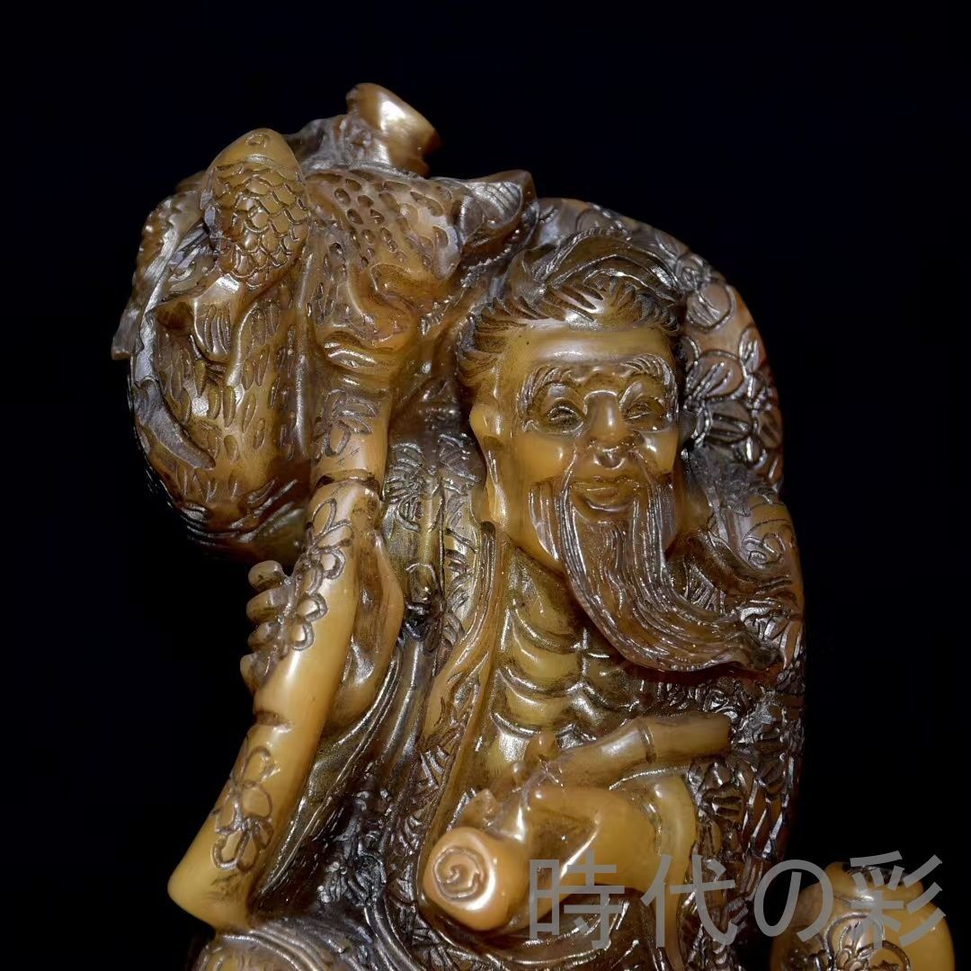 中国古美術 旧蔵 寿山石田黄石 人物置物 篆刻 清代 唐物 骨董 古玩