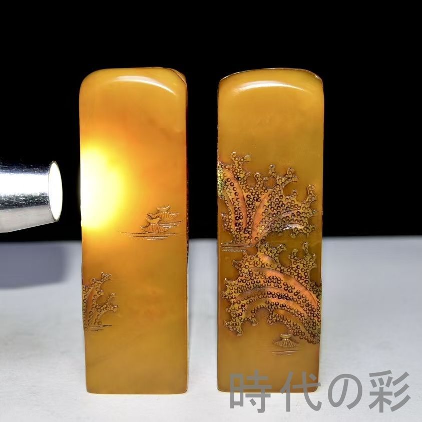 中国古美術 旧蔵 寿山石田黄石 友竹作款 印鑑 書道 古印材 田黄石 篆刻