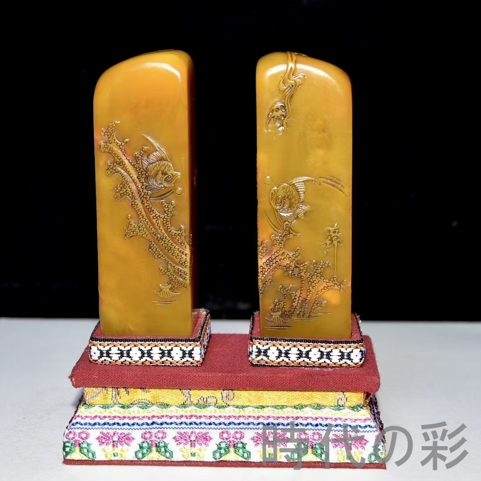 中国古美術 旧蔵 寿山石田黄石 友竹作款 印鑑 書道 古印材 田黄石 篆刻