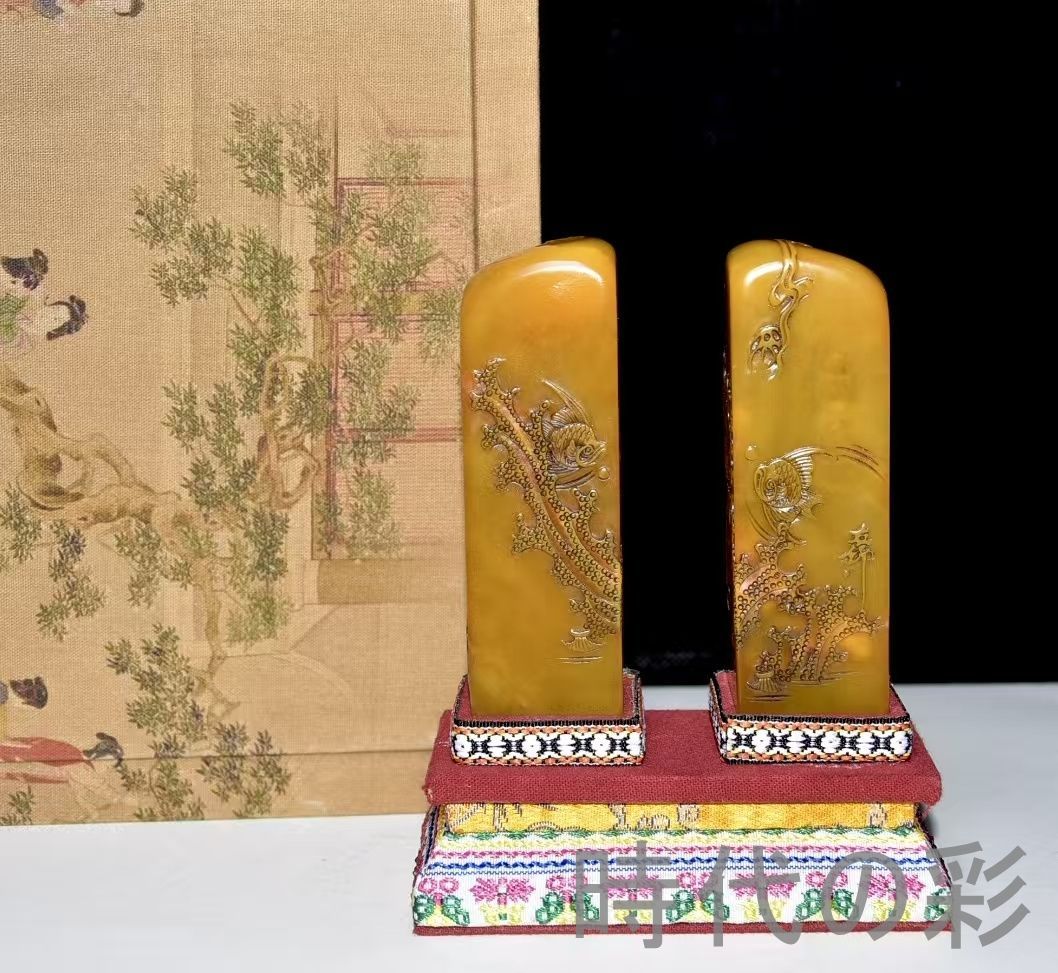 中国古美術 旧蔵 寿山石田黄石 友竹作款 印鑑 書道 古印材 田黄石 篆刻