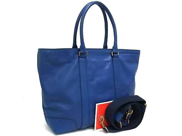 メンズ COACH コーチ トートバッグ 70600 ブルー レザー ユニセックス 2WAY