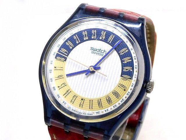 3 F スウォッチ 時計 403 AG 1993 24時間表示 クリアブルー ケース クォーツ メンズ レディース 腕時計 SWATCH ７K