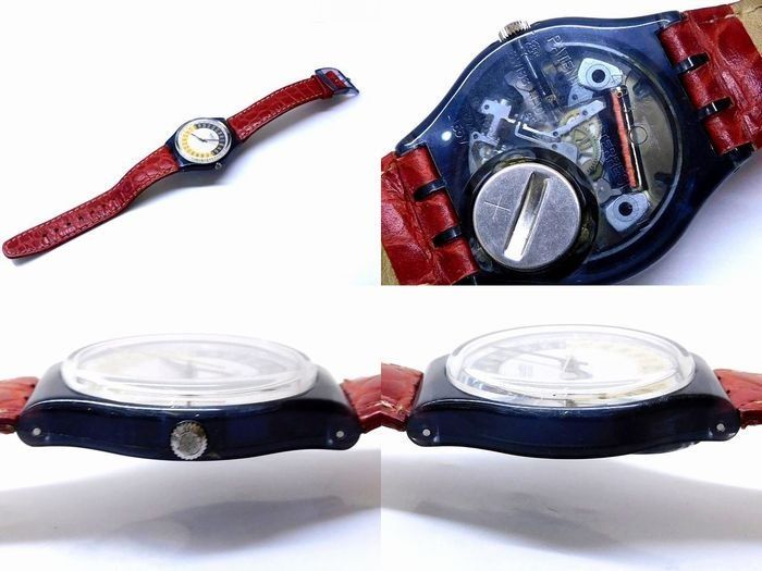 3 F スウォッチ 時計 403 AG 1993 24時間表示 クリアブルー ケース クォーツ メンズ レディース 腕時計 SWATCH ７K