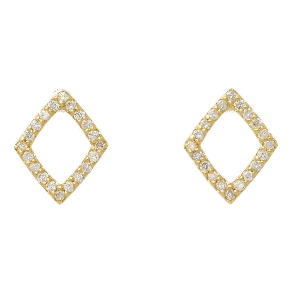 0.1ct/FD:0.1ct/ひし形モチーフ ダイヤモンド ピアス/K18YG/750-0.8g