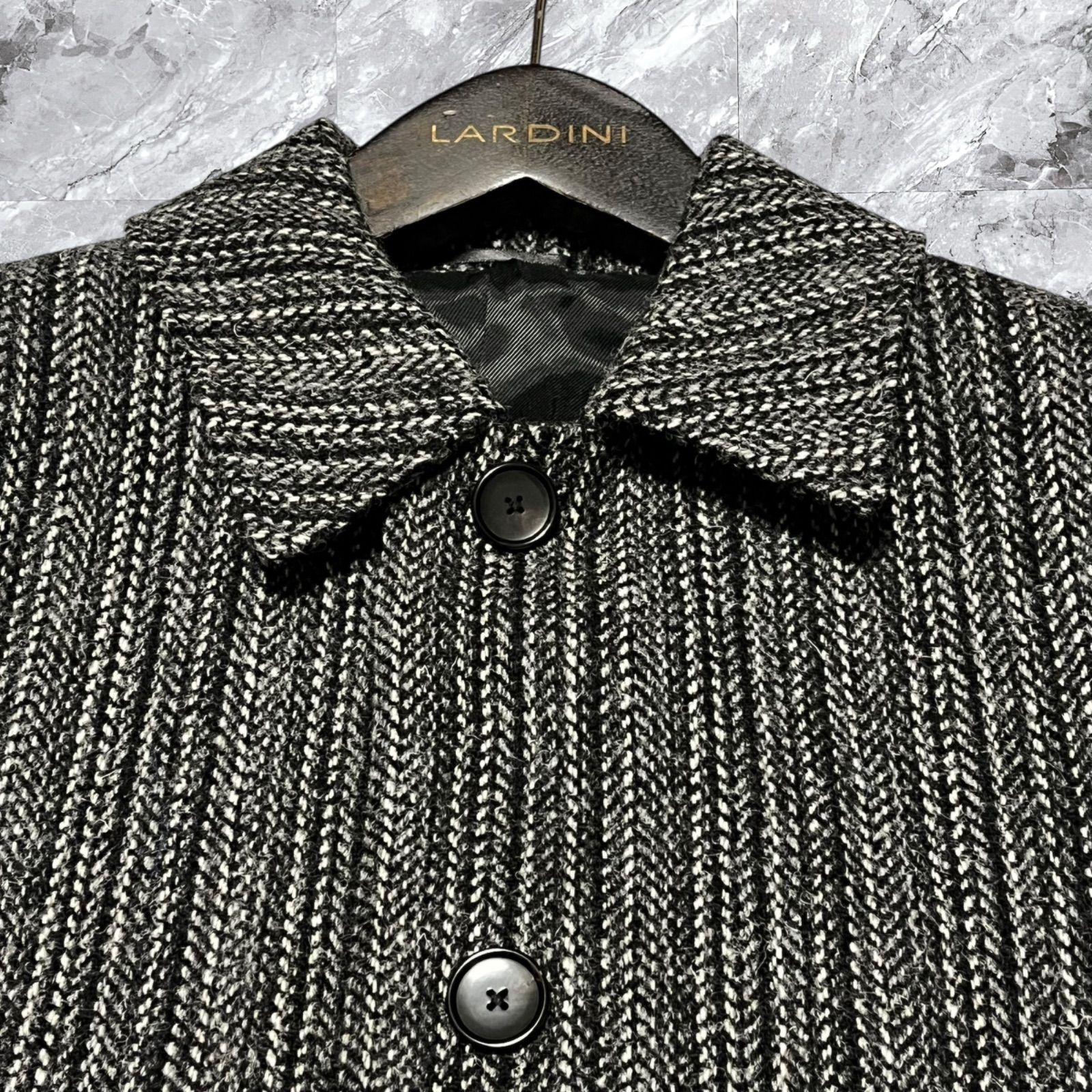 ✮テーラードジャケット HARRIS TWEED ヘリンボーン 裏地総柄 XL 