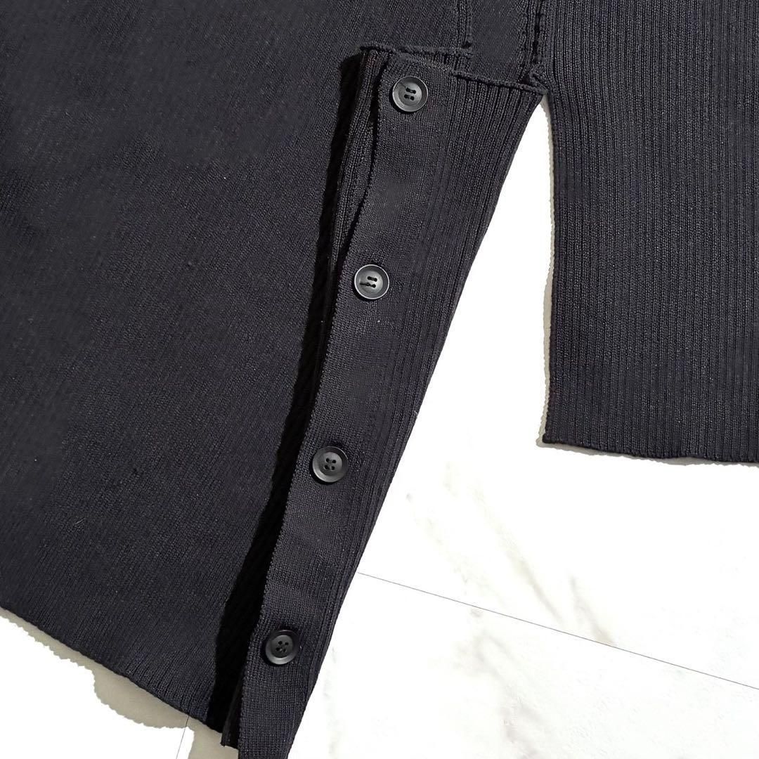  Yohji Yamamoto Noir ヨウジヤマモトプリュスノアール 2020 AW 2020年秋冬 アシンメトリー 変形 ロング丈 ニットジャケット ノー ジャケット カーディガン ブラック 黒 レディース 近年モデル ノーカラージャケット ジャケット アウター