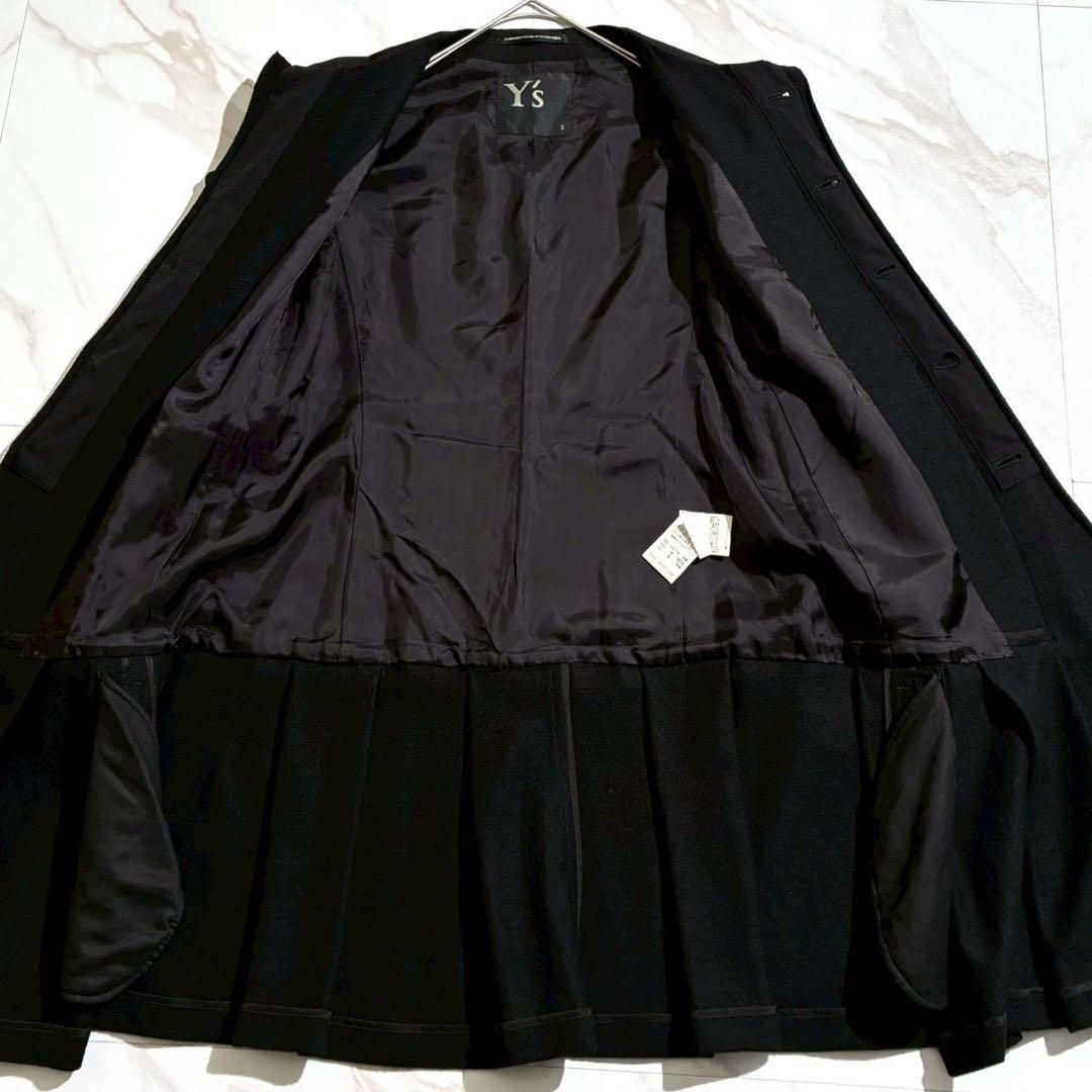 Y s ワイズ Yohji Yamamoto ヨウジヤマモト ウールギャバジン レイヤード バックプリーツ ノー ジャケット テーラードジャケット ブラック 黒 Mサイズ相当 レディース