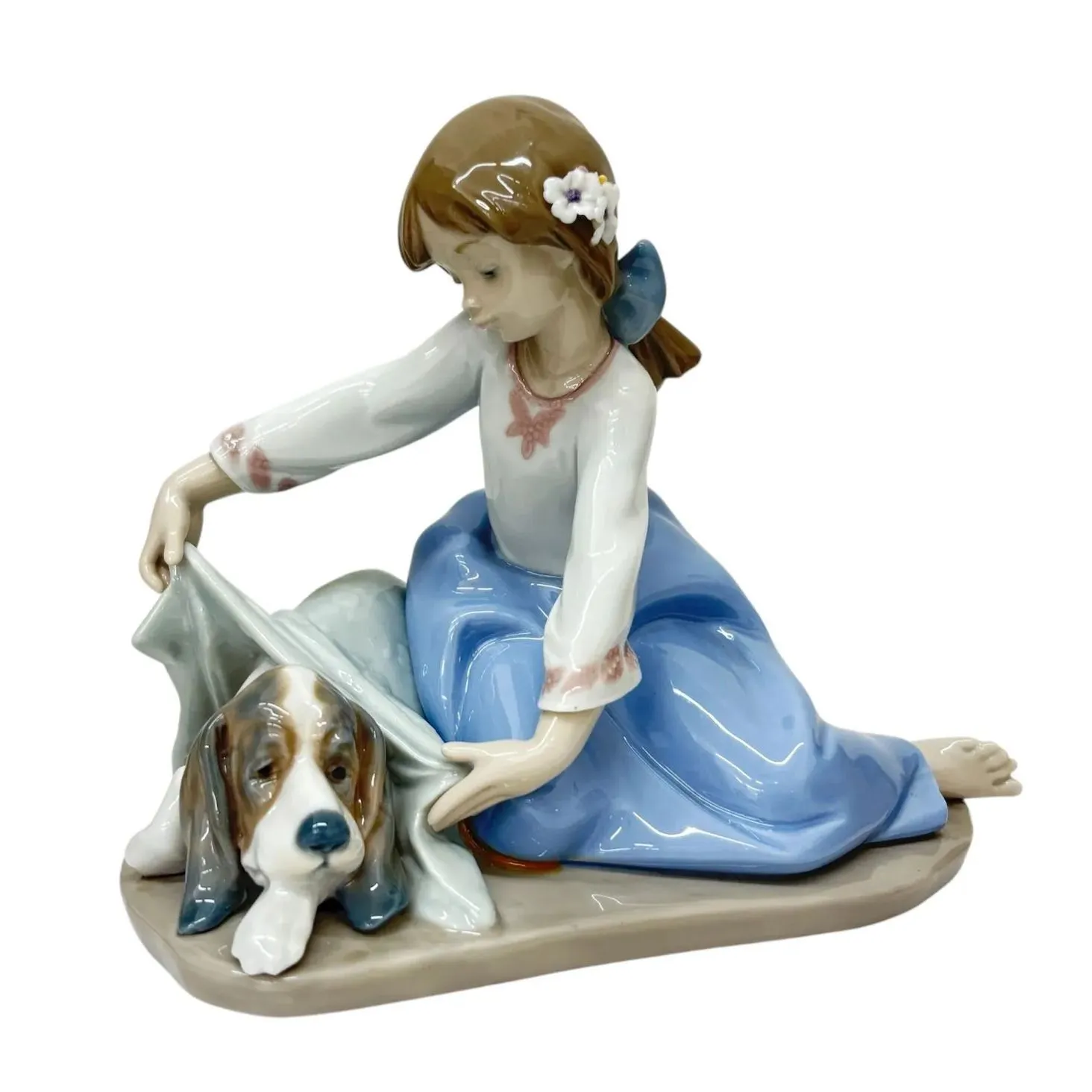リヤドロ LLADRO】風邪をひかないように #5688 犬と少女 置物 陶器