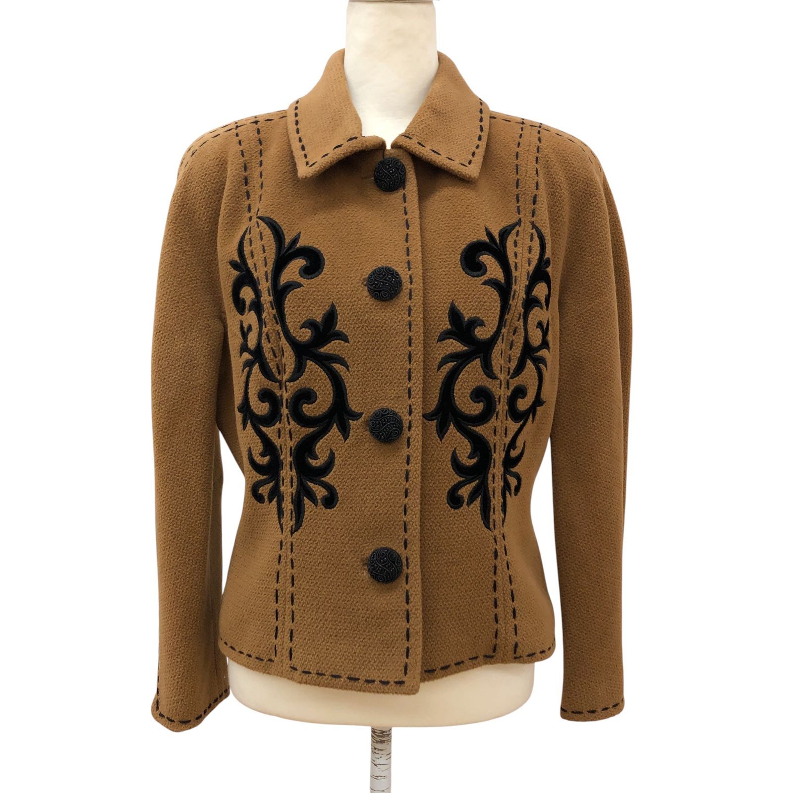 ZM1668 伊太利屋 イタリヤ アンゴラウールジャケット ダマスク柄