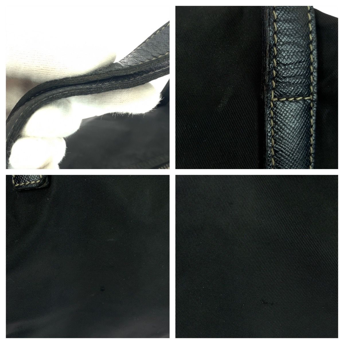 PRADA プラダ テスート 三角ロゴプレート ブラック 黒 シルバー金具