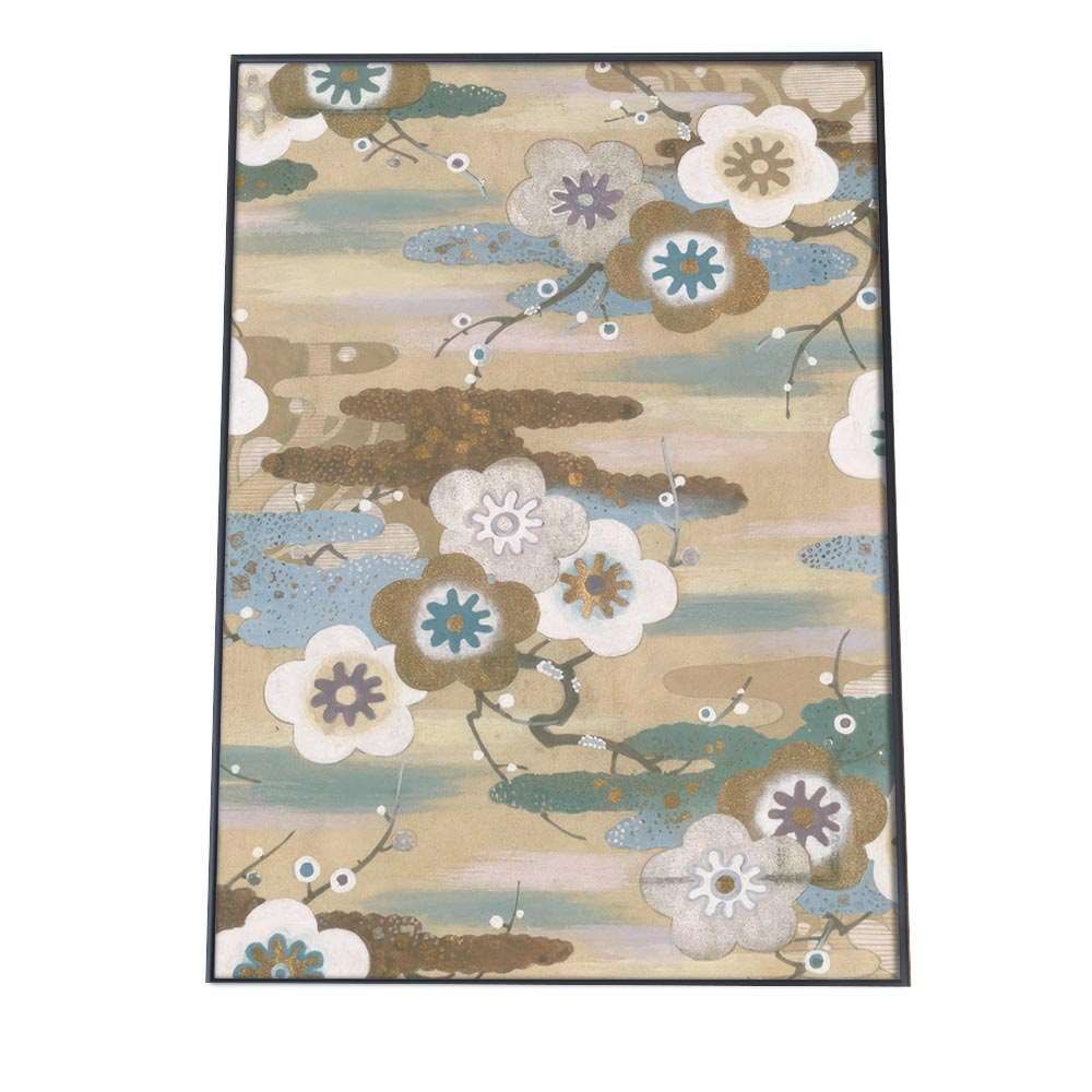 B 約51 x 73 cm bn poster 830 和柄 伝統 ポスター フレーム付き 日本 和風 旅館 古民家 和室 古典 大正ロマン 柄 アート モダン 絵 画 縦