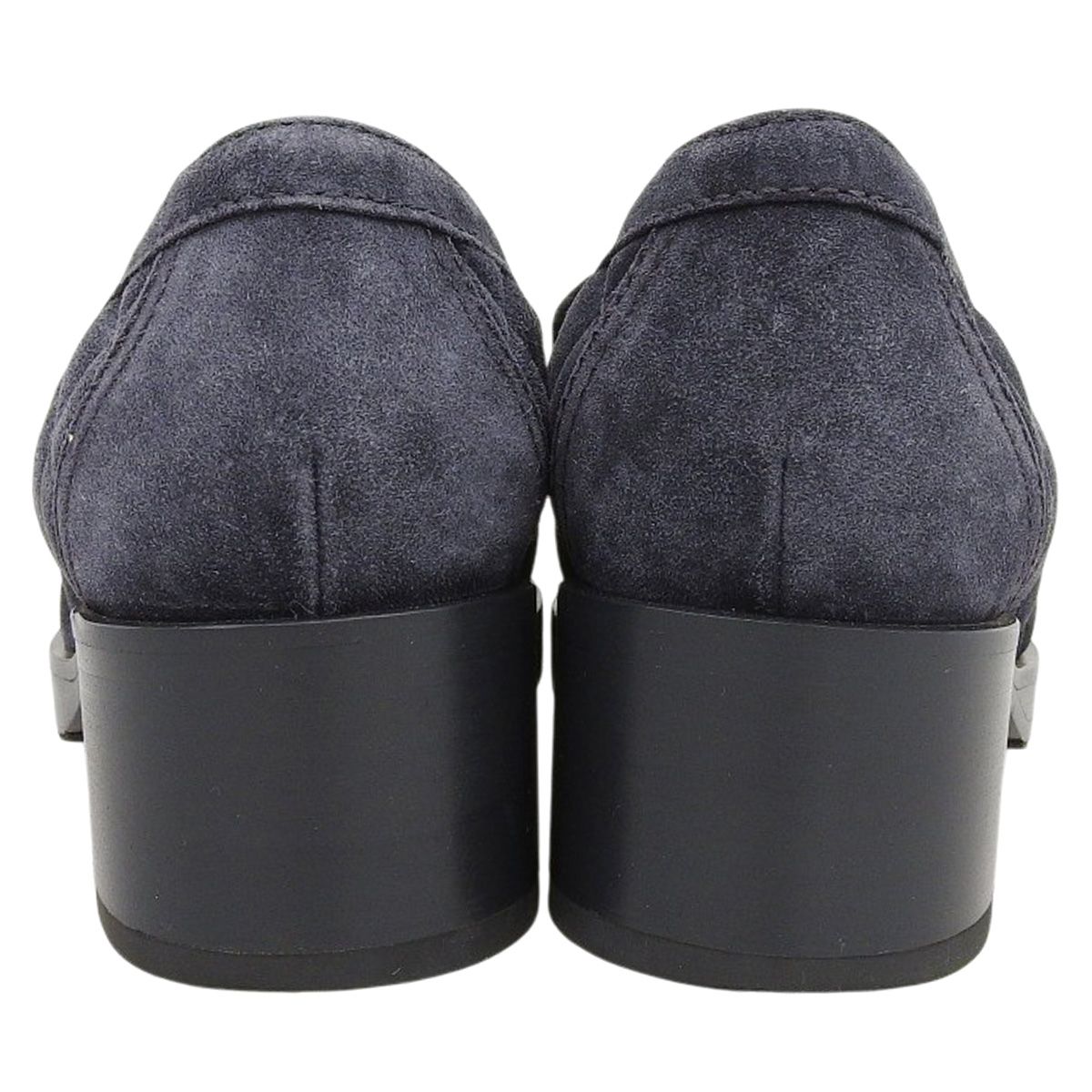 CHANEL シャネル マトラッセ ココマークハートローファー フラットシューズ ローファー アパレル 靴 くつ シューズ 厚底 38 C スウェード スエード ネイビー紺 グレー シルバー金具 G 39697 レディース アラモード