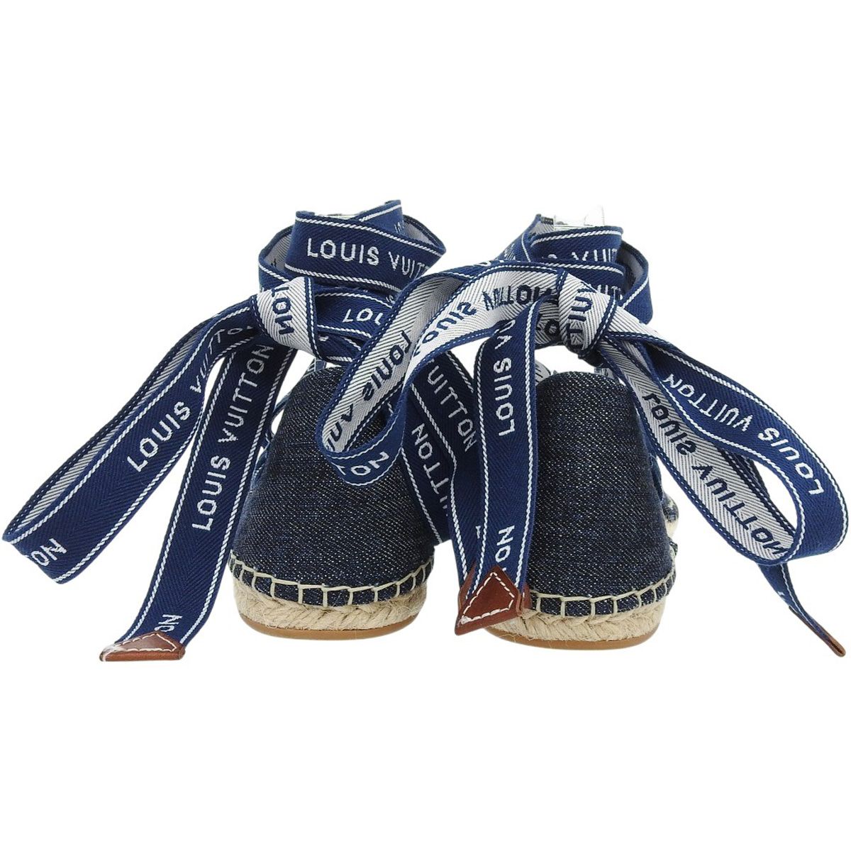 LOUIS VUITTON ルイ ヴィトン エスパドリーユ フラットサンダル サンダル ミュール アパレル 靴 くつ シューズ 38 キャンバス ブルー青 ベージュ レディース アラモード