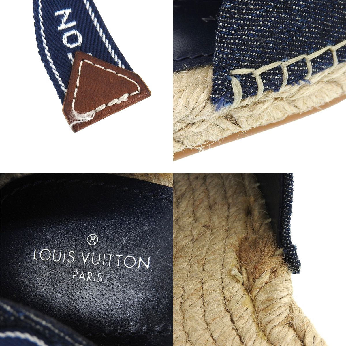  LOUIS VUITTON ルイ ヴィトン エスパドリーユ フラットサンダル サンダル ミュール アパレル 靴 くつ シューズ 38 キャンバス ブルー青 ベージュ レディース アラモード サンダル サンダル ミュール