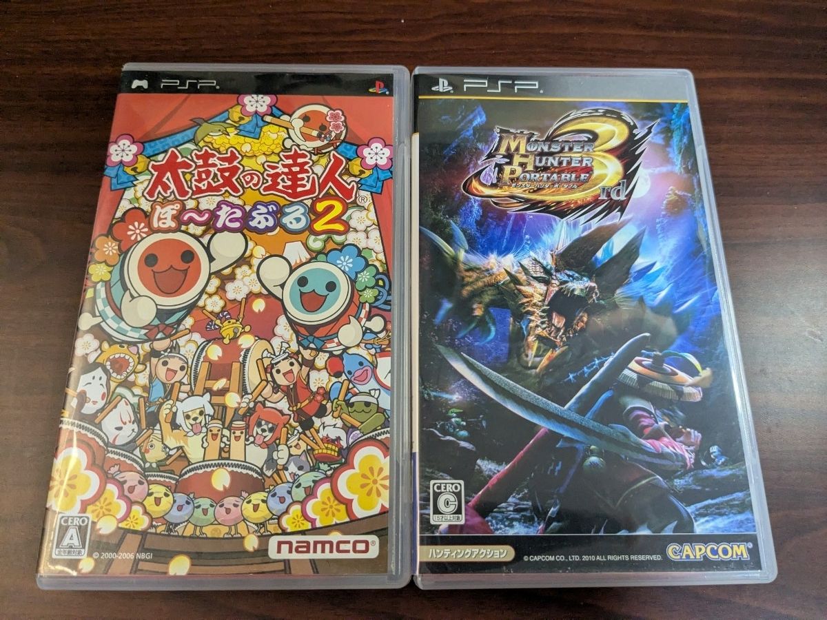 PSP】 ソフト2本セット 太鼓の達人 ぽ～たぶる2 モンハン3rd - メルカリ