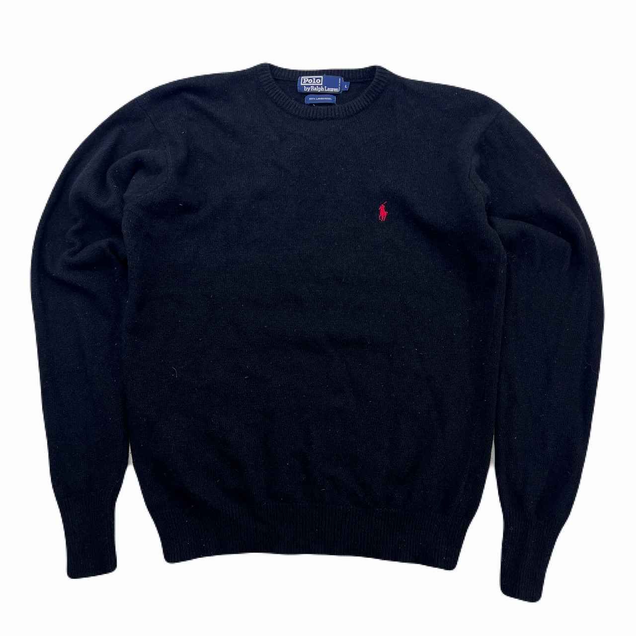 ポロ ラルフローレン ニットセーター メンズ L ブラック 黒 ラムウール