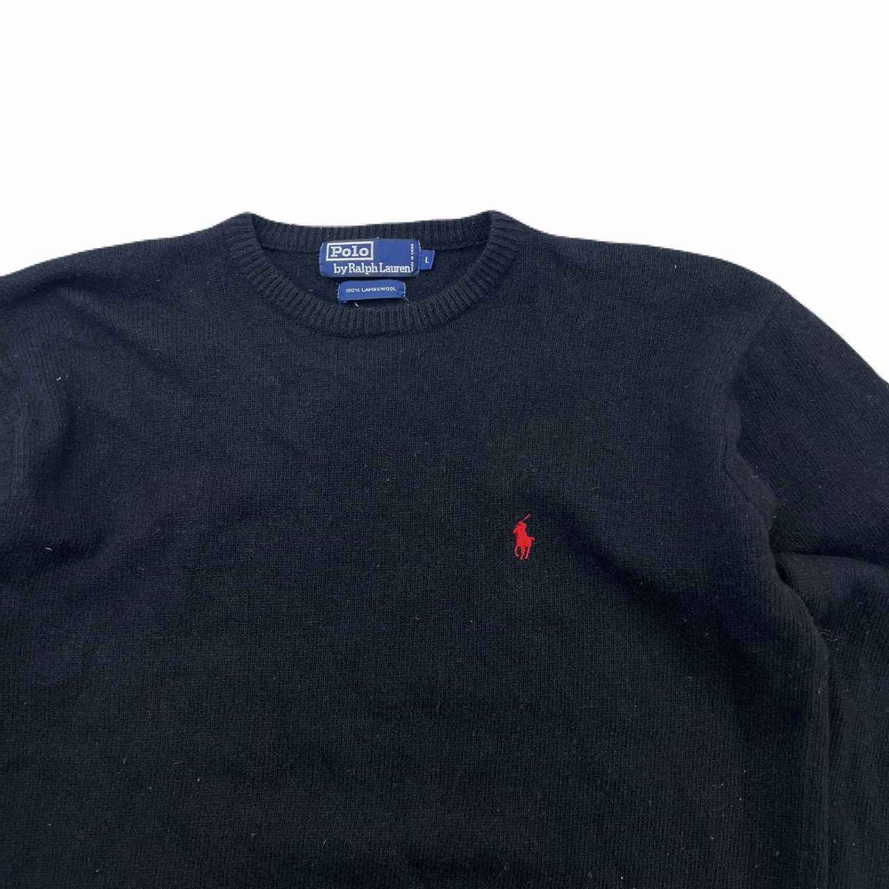 ポロ ラルフローレン ニットセーター メンズ L ブラック 黒 ラムウール