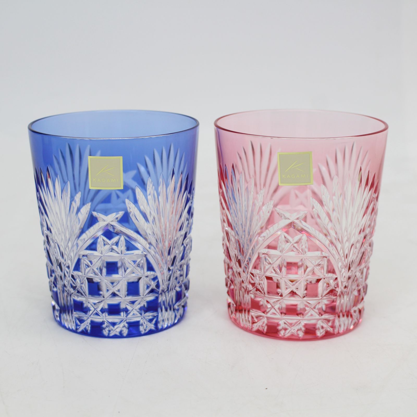 682 2客セット KAGAMI CRYSTAL カガミクリスタル ロックグラス 江戸切子