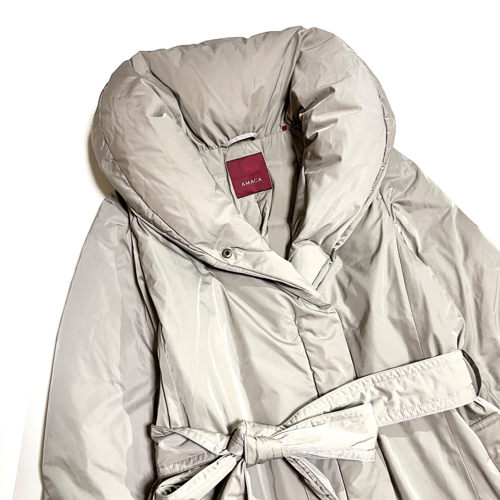 cZ09 AMACA シームレス ダウン ショールカラー 女優襟 ダウンコート