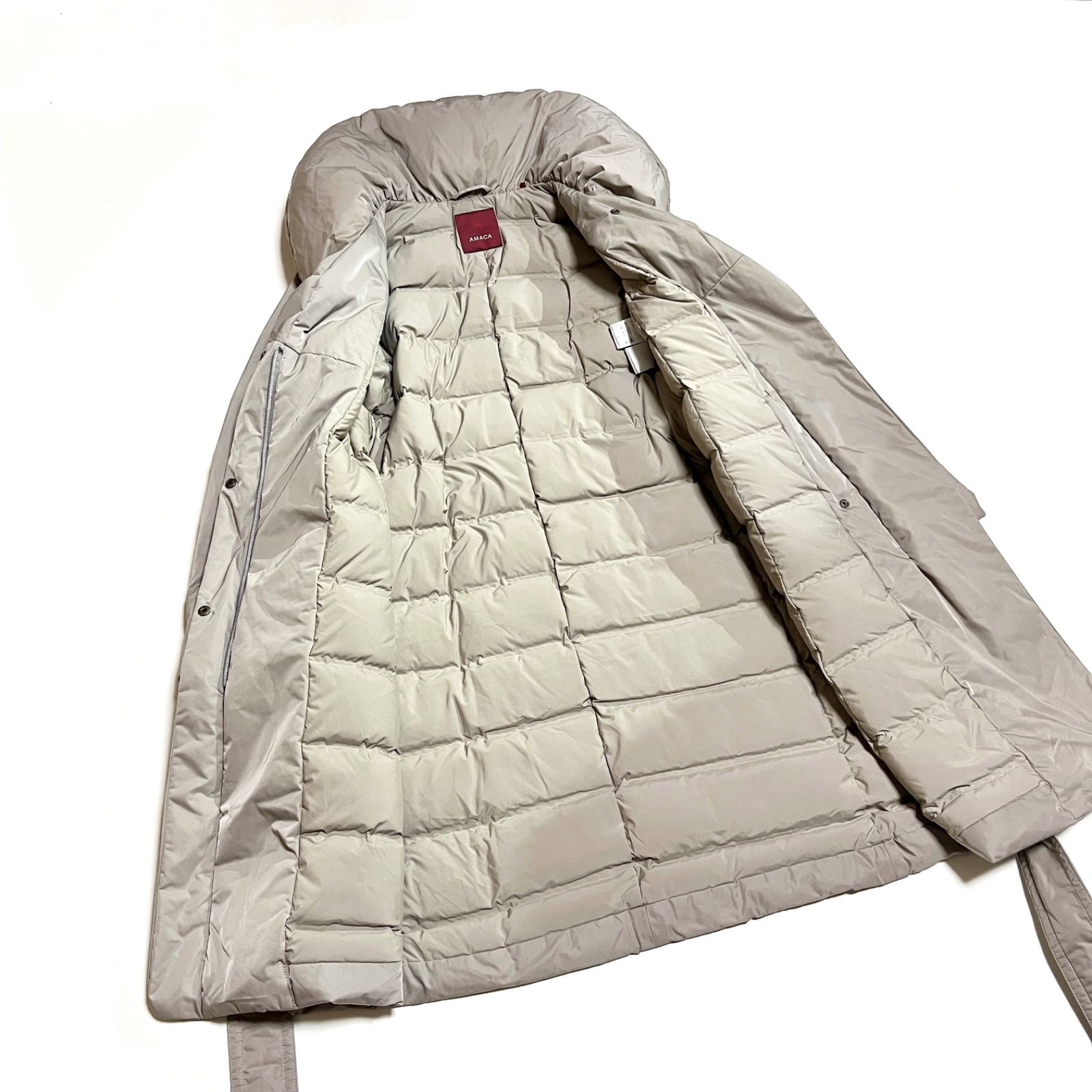 cZ09 AMACA シームレス ダウン ショールカラー 女優襟 ダウンコート