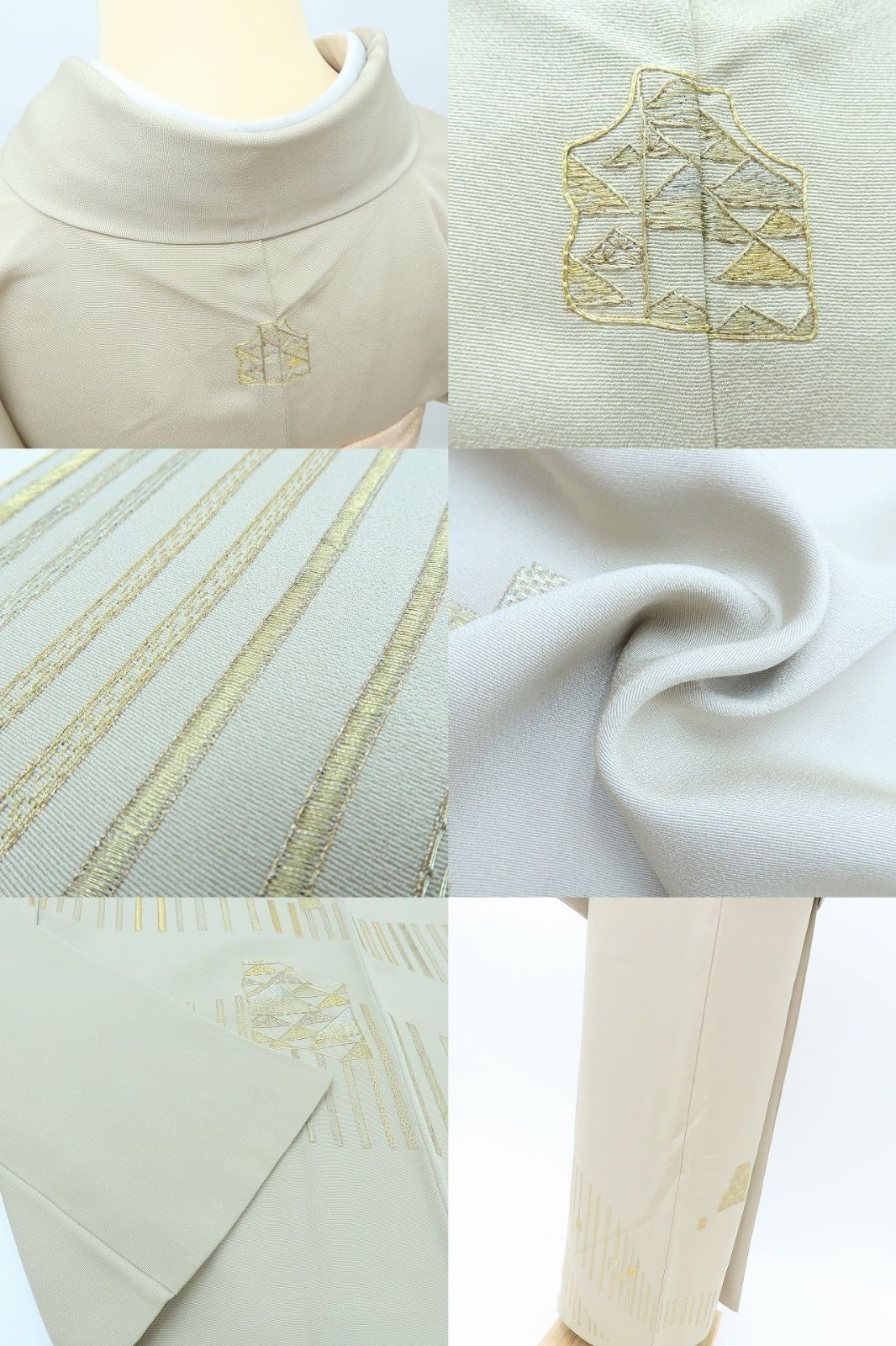 百華❀Y4144◇美品 正絹 花井幸子落款 金糸総刺繍 洒落紋 手縫い仕立て