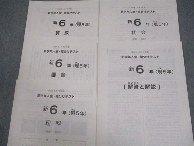 サピックス SAPIX 新学年入室・組分けテスト 新6年(現5年 新6