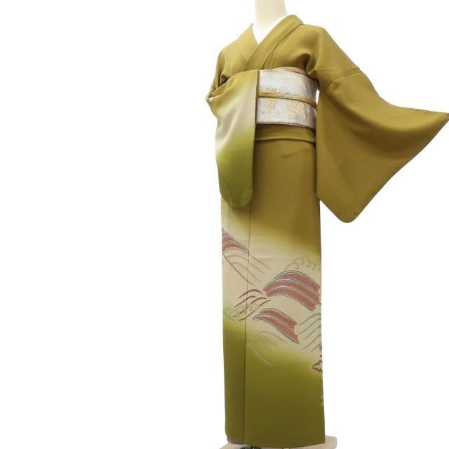 百華❀Y4145◇蘇州刺繡 染め三つ紋 手縫い仕立て 正絹 訪問着 着物