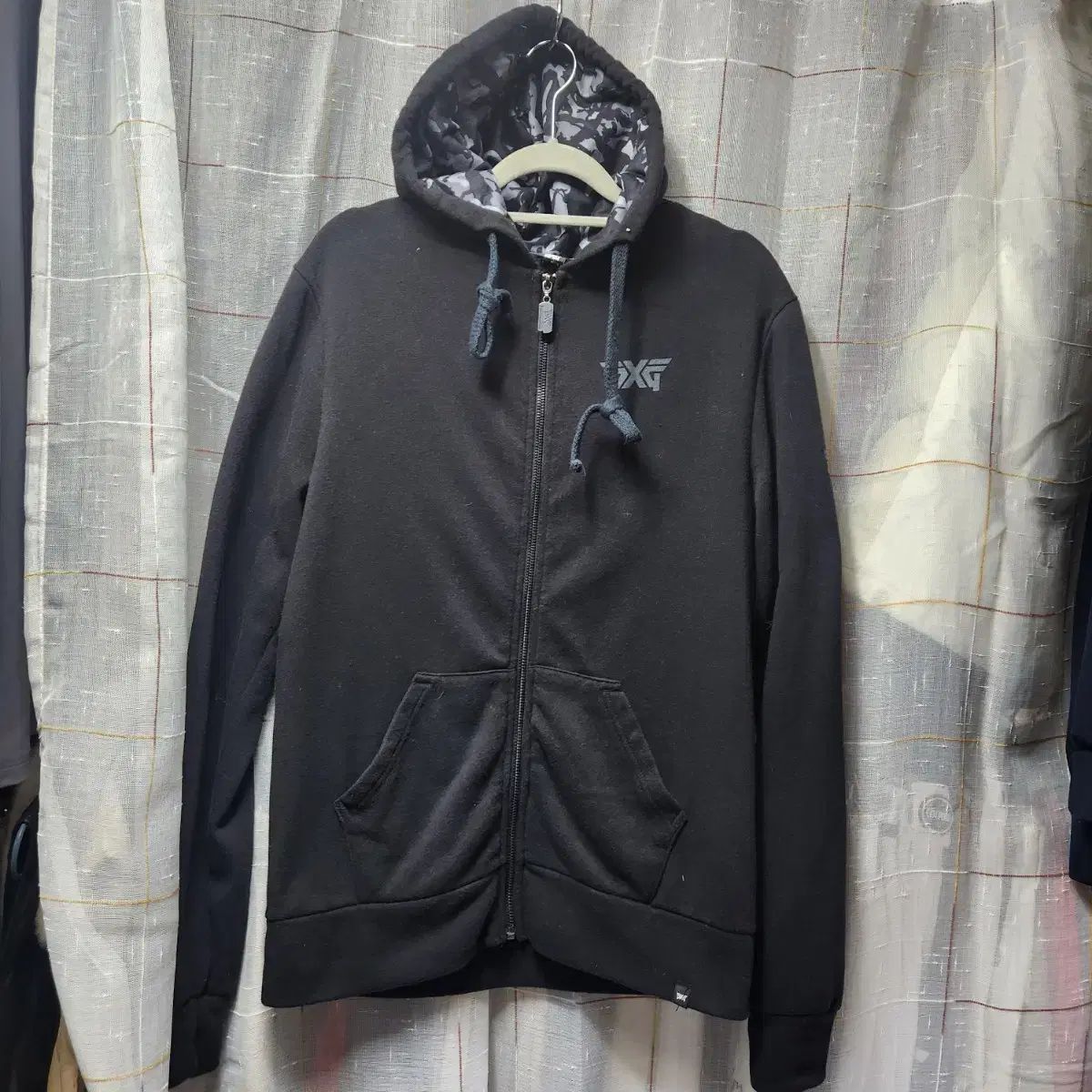 PXG ブラック 起毛 フード ジップアップ M