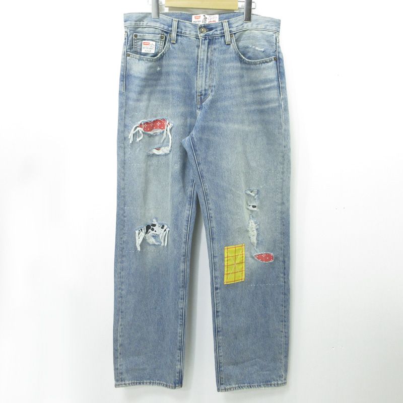 Levi s リーバイス TOY STORY トイストーリー 568 加工ジップフライデニムパンツ ダメージ リペア加工 0034 K 0000 ブルー インディゴ サイズ 32 107