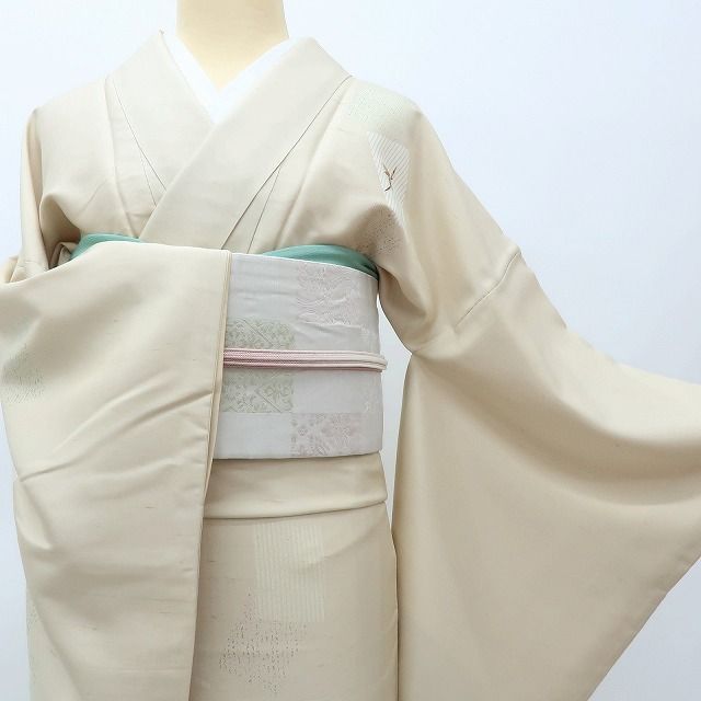  百華 Y 4147 ゑり善 金糸刺繡 縫い一つ紋 手縫い仕立て 竹 紬地 正絹 付下げ 着物 訪問着 付け下げ 着物