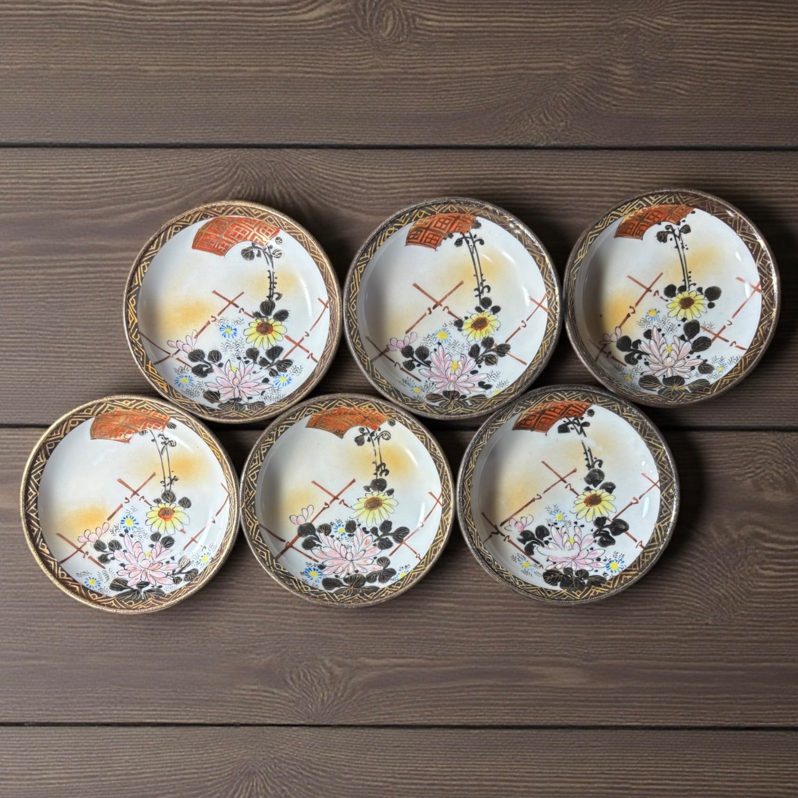 古九谷焼骨董品⁄幕末希少 色絵 山水花紋 深皿 深鉢 青九谷