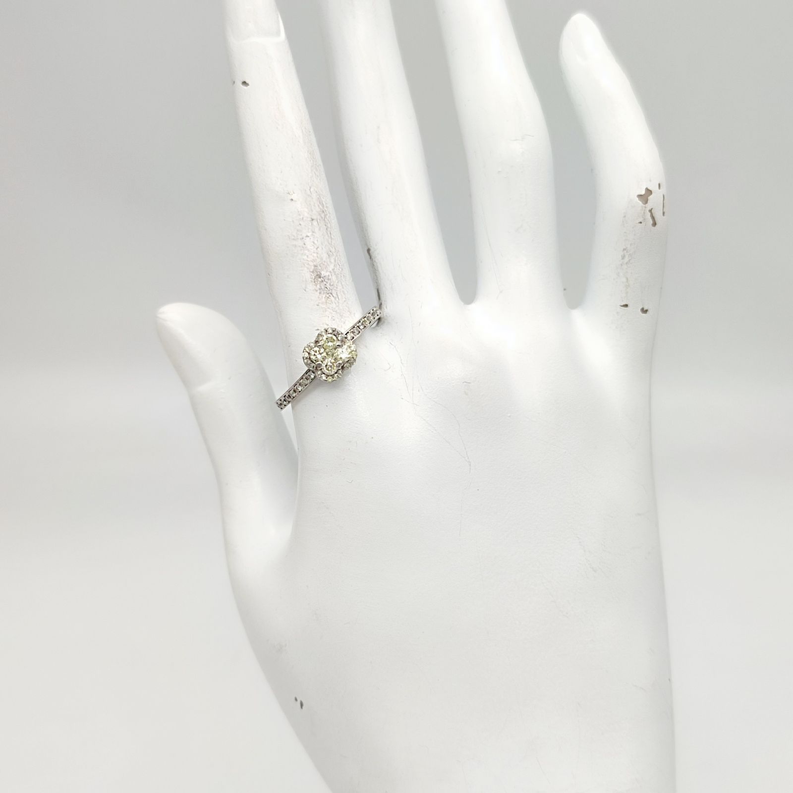 美品】フラワーモチーフリング ダイヤモンド 0.4ct SILVER シルバー925 