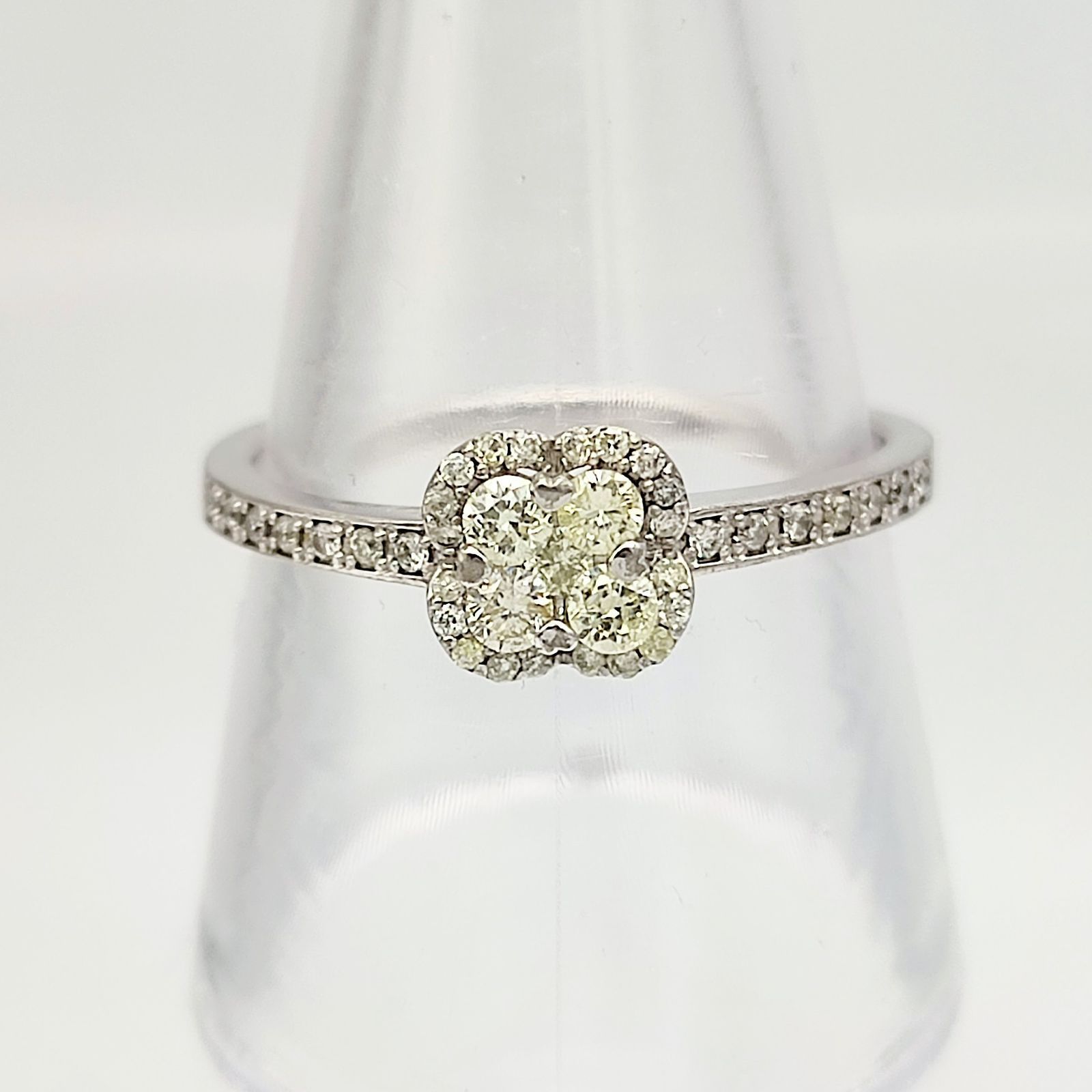 美品】フラワーモチーフリング ダイヤモンド 0.4ct SILVER シルバー925 