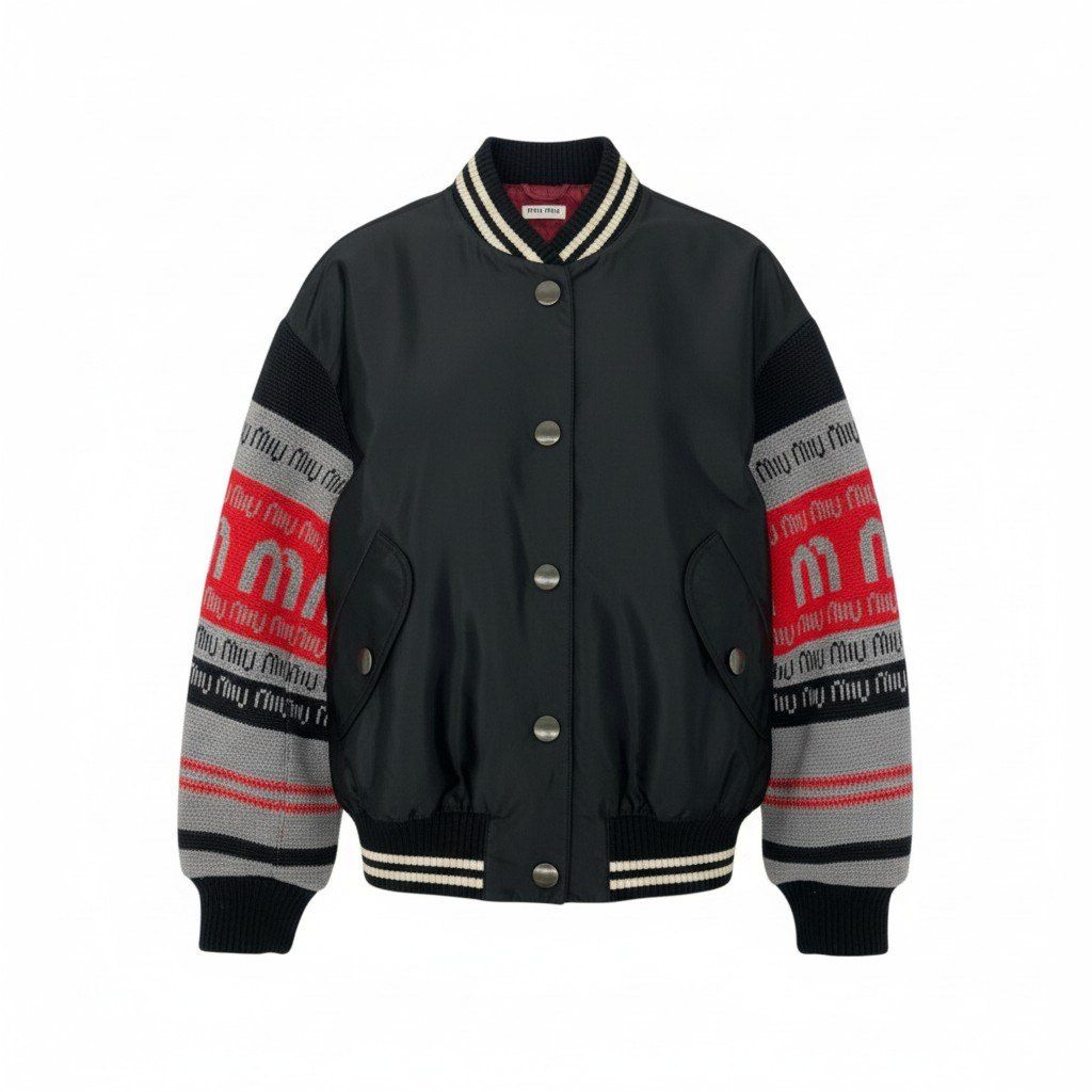 23 L 8 miu ミュウミュウ Archive short bomber jacket 2017 collection サイズ36 ボンバージャケット ブラック レディース アウターk 02 i